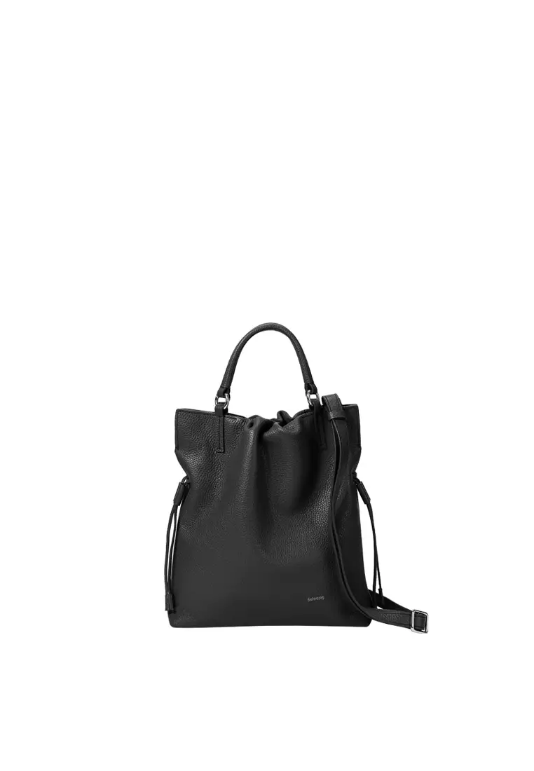 GEORGIANA Small Ruched Shoulder Bag - Black