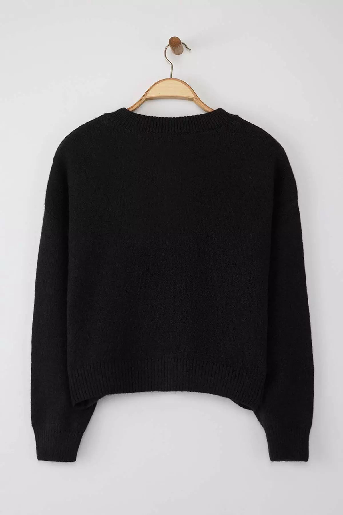 Black Alpaca Wool Blended Wide Fit Knitwear Cardigan