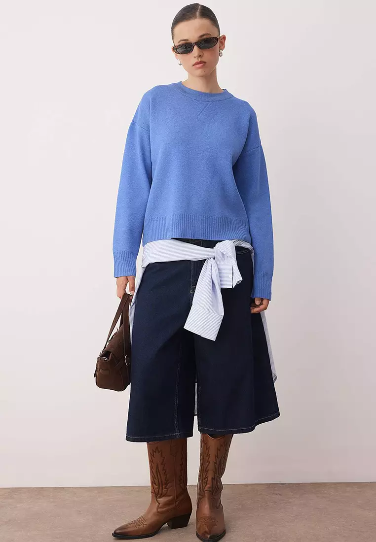 Wide Pattern Basic Knitwear Sweater