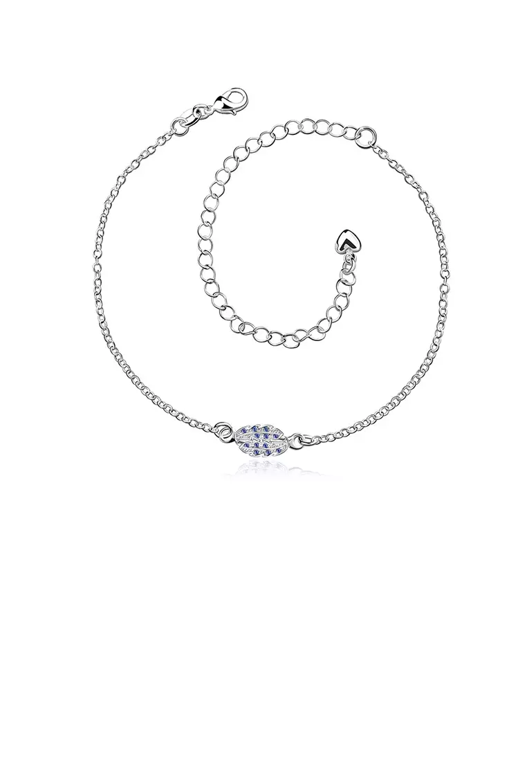 Fashion Simple Leaf Blue Cubic Zircon Anklet