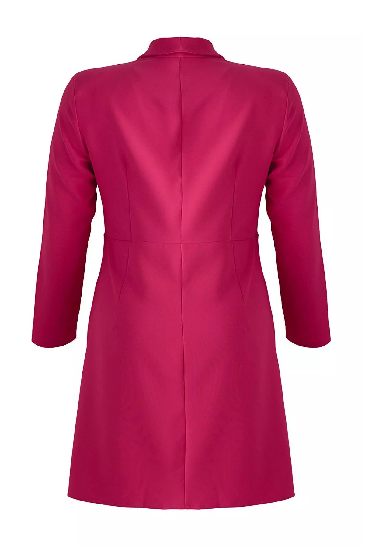 Fuchsia Straight Double Breasted Closure Stylish Mini Woven Plus Size Dress Tbbaw24Ah00058