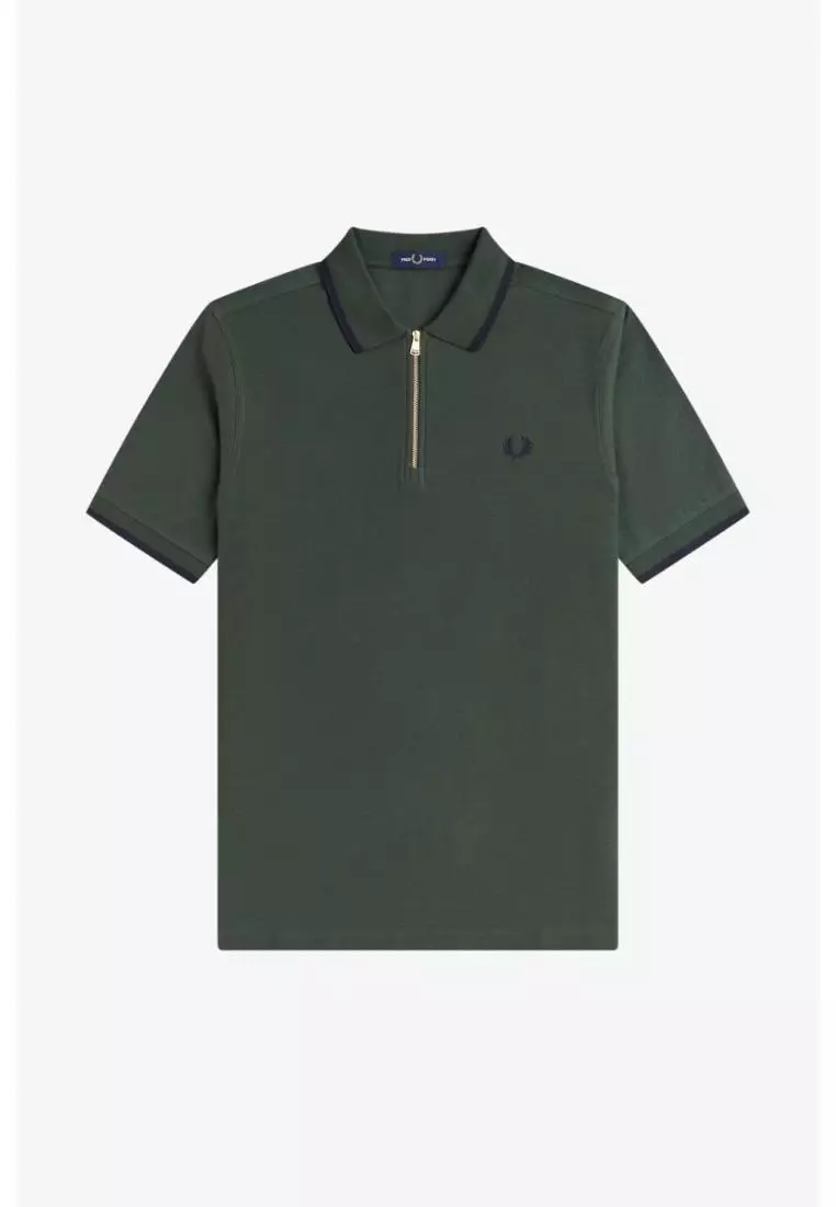Fred Perry M1672 Crepe Pique Polo Shirt (Court Green)
