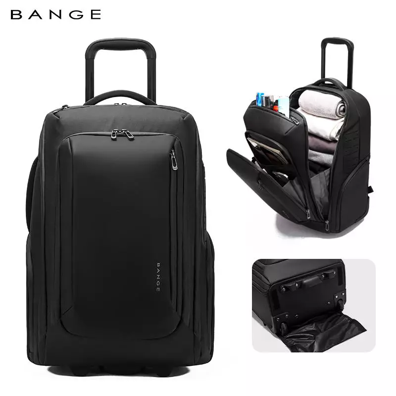 BANGE BG8079 Tas Ransel Semi Koper Trolley Bag Backpack Bag Laptop Kerja Travel-Black