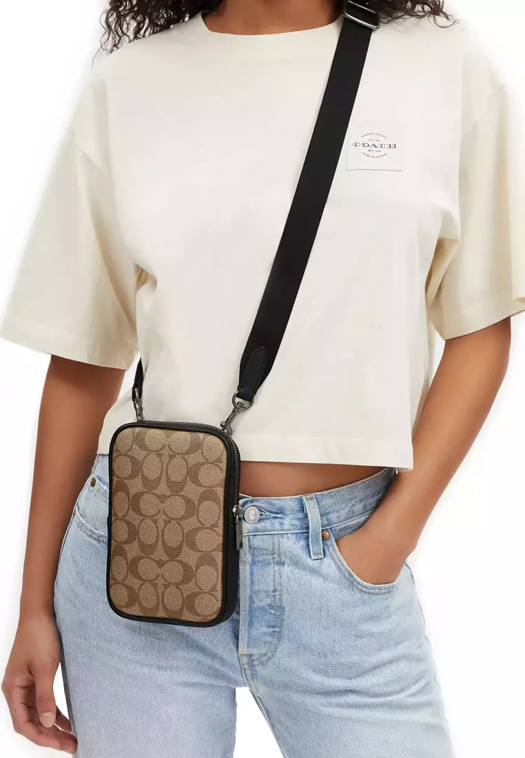 Coach Aden Crossbody Bag In Signature Canvas In Khaki CO912