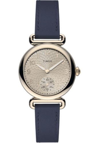 Timex blue and gold Timex Model 23 33mm - Gold-Tone Case, Blue Strap (TW2T88200) A7F0AAC30E398BGS_1