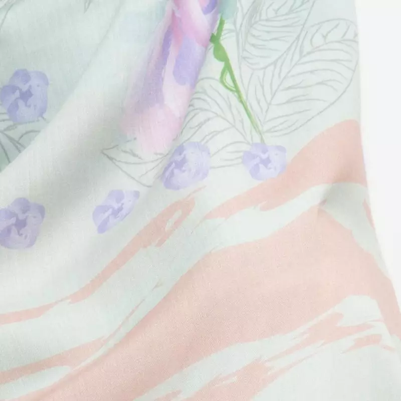 Floral Digital Printed Scarf In Light Green