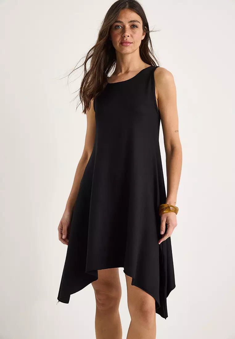 Women's Asymmetrical Cut Thick Strap Comfortable Summer Modal Dress 4034 60284053