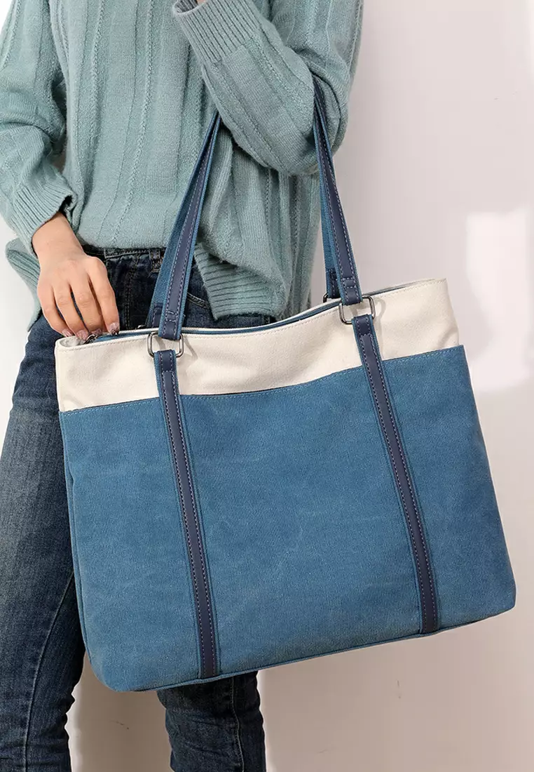 Buy XAFITI Brand New Contrast Stitched Canvas Tote Bag 2023 Online