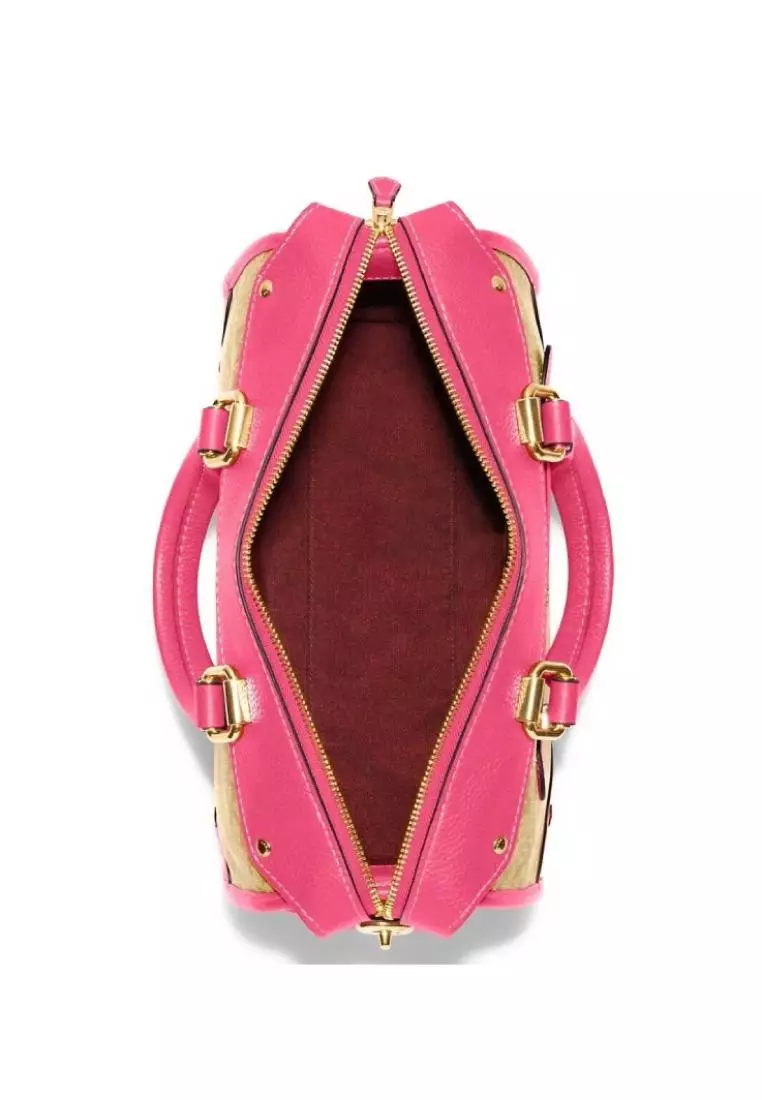 Coach Millie Satchel In Colorblock Signature Canvas Light Khaki Petunia