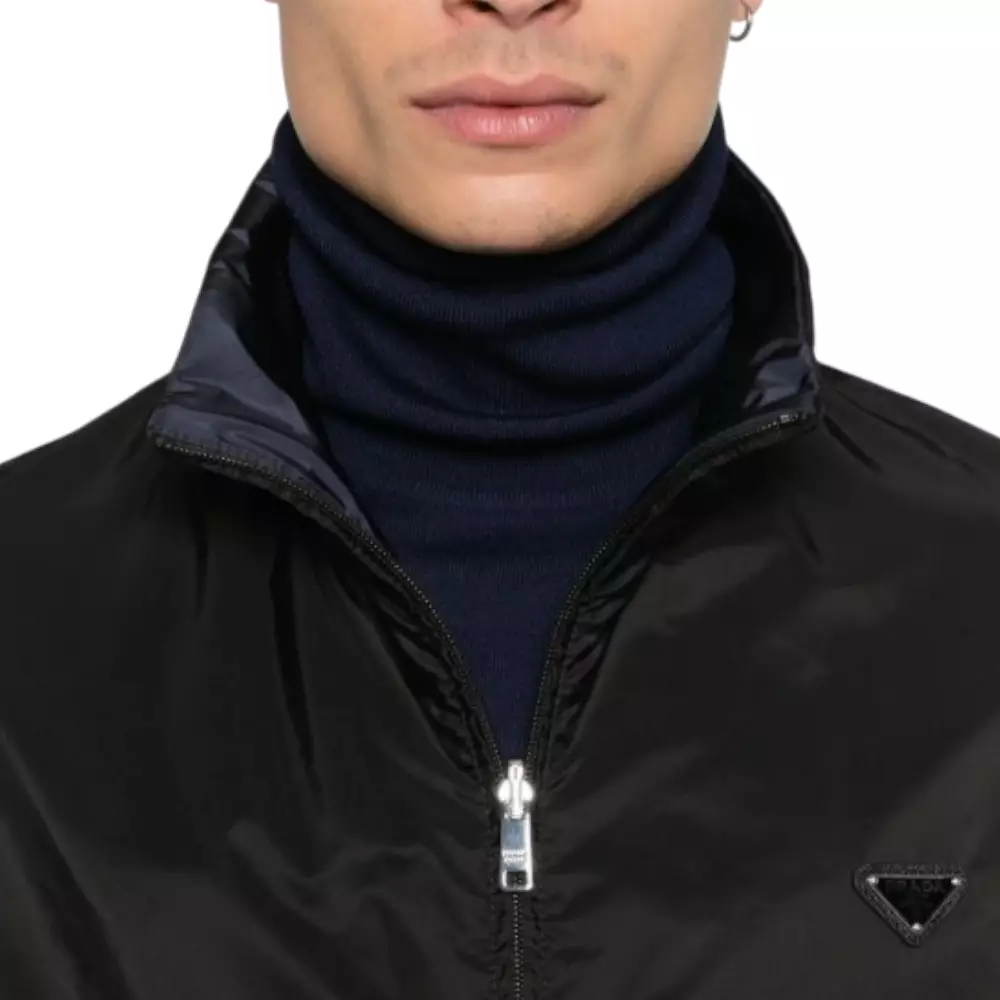 Re-Nylon Down Reversible Jacket with High Collar Black