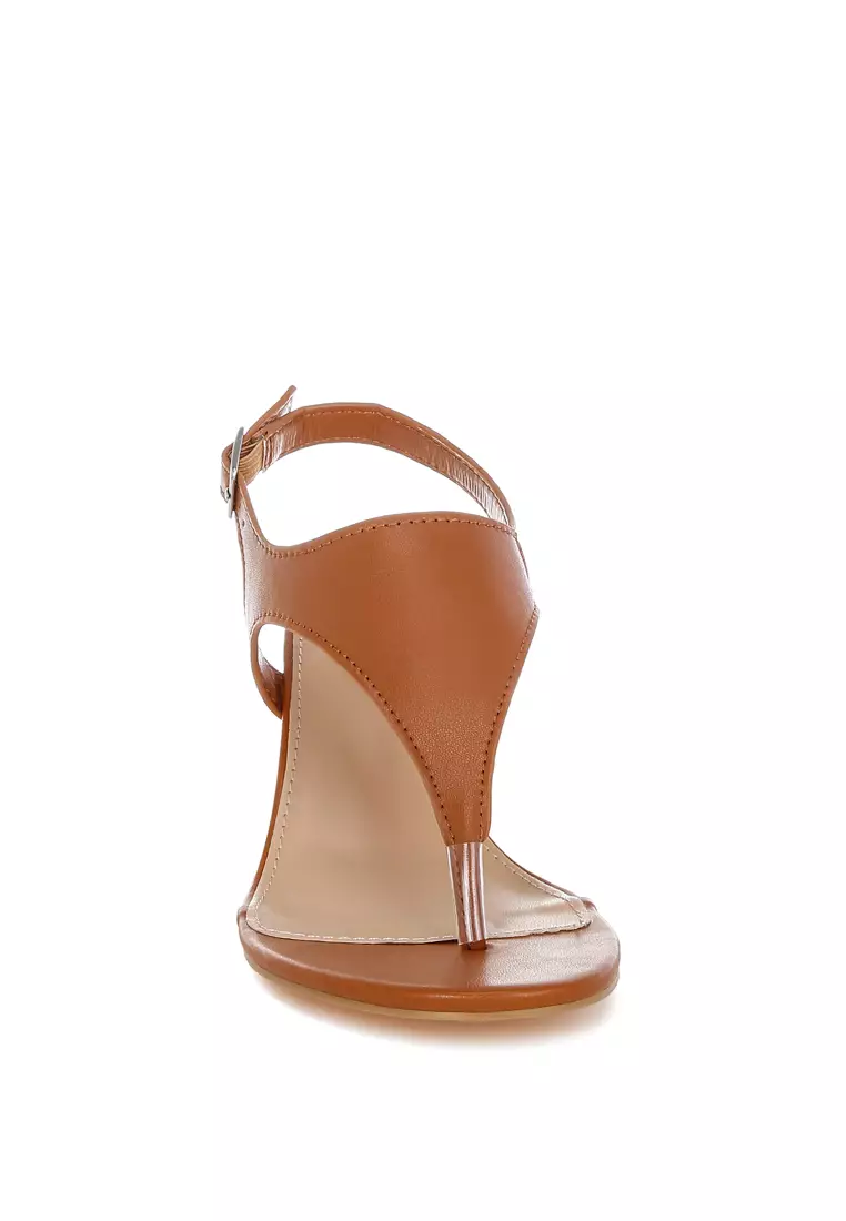 Sandal wedges kulit asli warna coklat