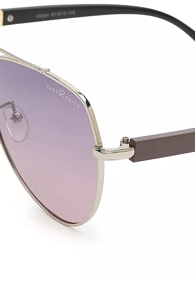 Unisex Polarized Aviator Sunglasses (Kacamata Hitam) - Perak / Abu-Abu