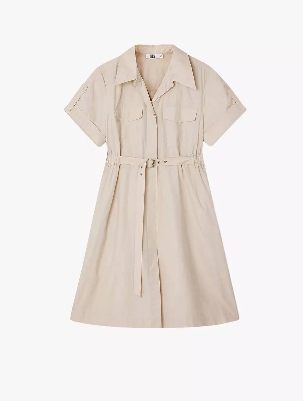 LILY Daily Commuting Basic Versatile Shirt Dress - Brown