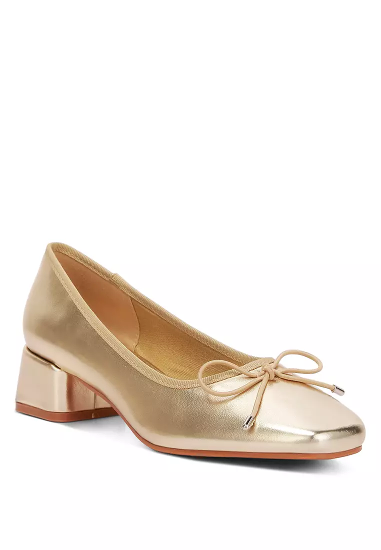 Buy London Rag Metallic Low Block Heel Ballerinas In Gold 2024