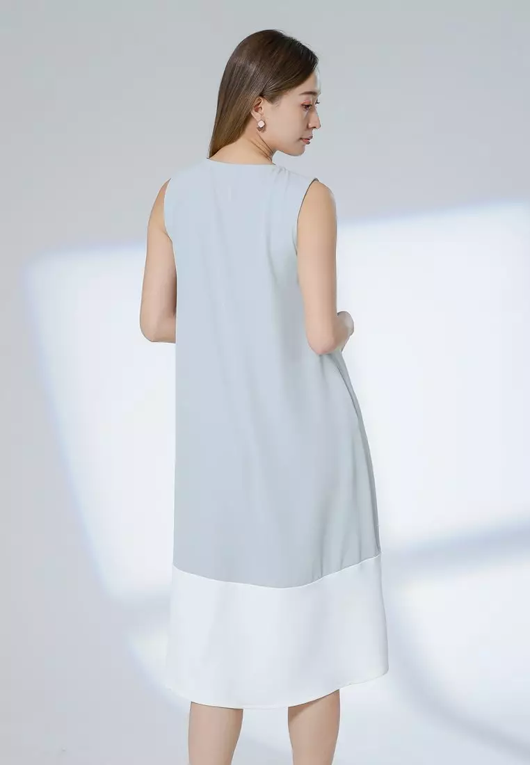 Buy MMRS. Garb Camille Colour Block Dress - Sage/Ivory Online