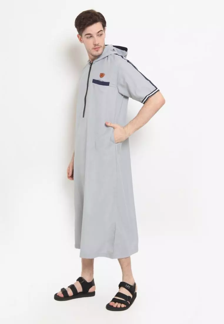 Zayidan Gamis Jubah Muslim Pria Atha Hoodie - Silver