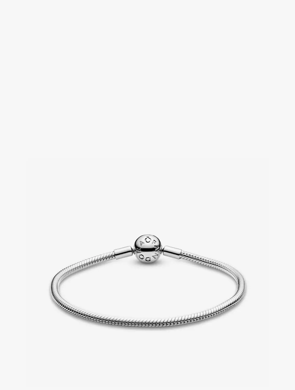 Snake chain silver bracelet with round clasp