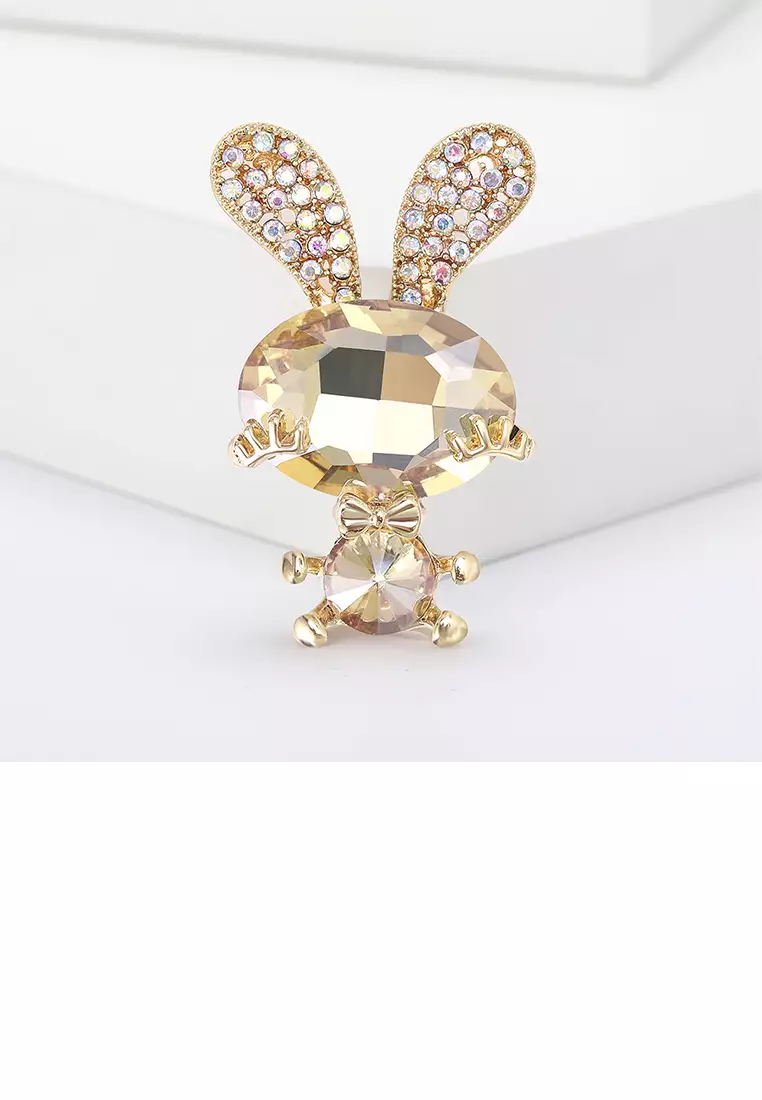Buy Mooclife Simple and Cute Plated Gold Rabbit Brooch with Champagne ...