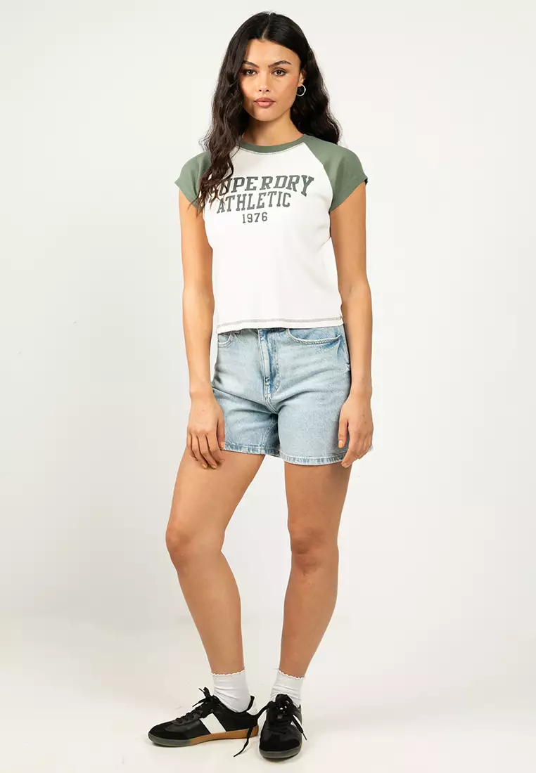 Athletic Essential Raglan Cap Sleeves Tee