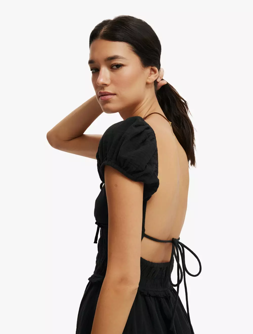 COTTON ON - DRESSES - CHARLIE OPEN BACK MINI SUNDRESS - BLACK