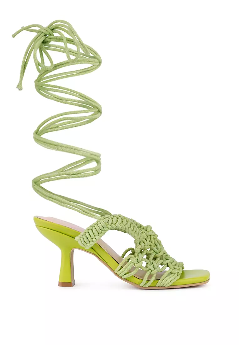 Discount on Rag & Co.  shoes - SKU: Green Braided Handcrafted Lace Up Sandal