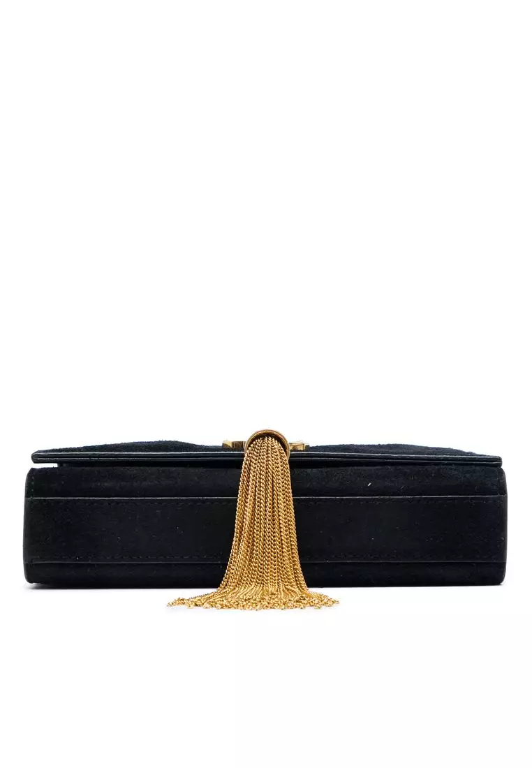Pre-Loved Saint Laurent Small Suede Monogram Kate Tassel Crossbody