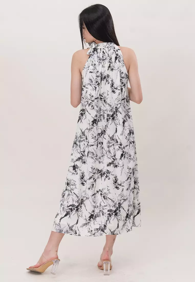 Plain B. Plain B. Halter Neck Floral Relaxed Fit Long Dinner Dress ...