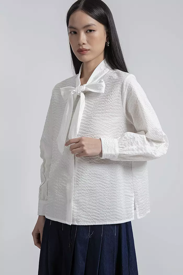 COTTONINK - Atasan Kemeja Wanita Off-white Jora #FallWinter2025