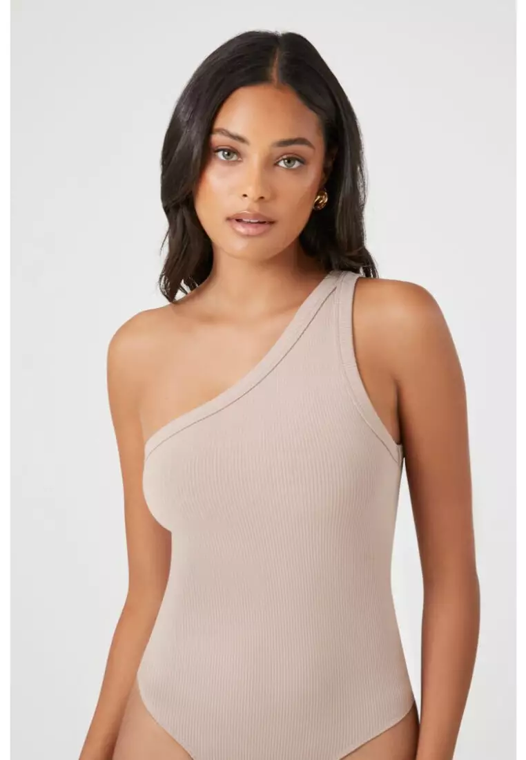 Ribbed one shoulder bodysuit deals