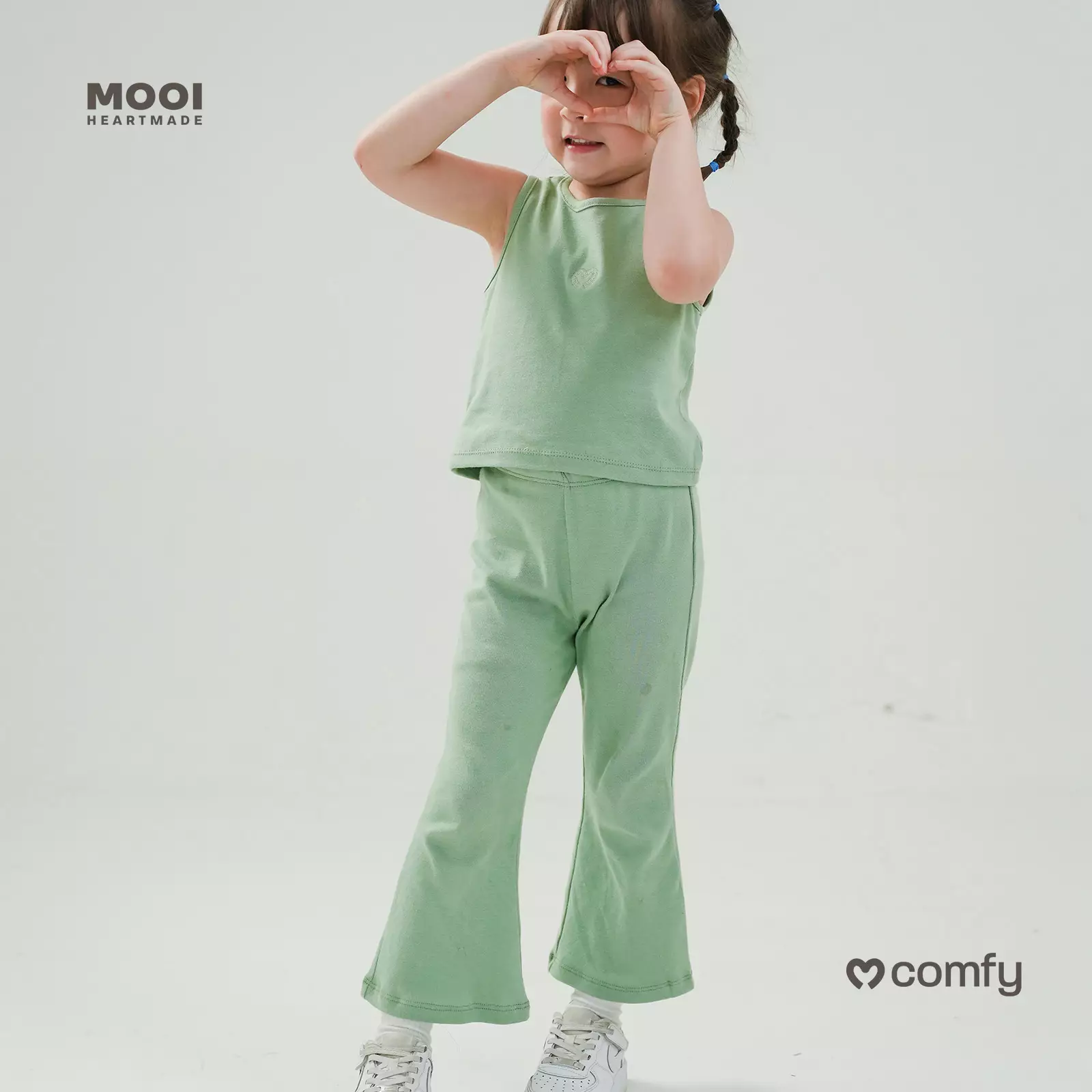 Mooi Celana Panjang Anak Perempuan Comfy Bootcut Legging - Sage Green