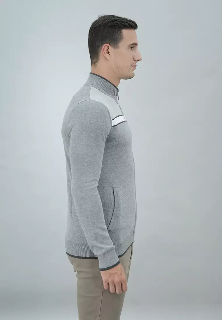 LGS - Sweater Casual Pria Motif Polos Warna Abu-Abu - CST.260.D065.39.C