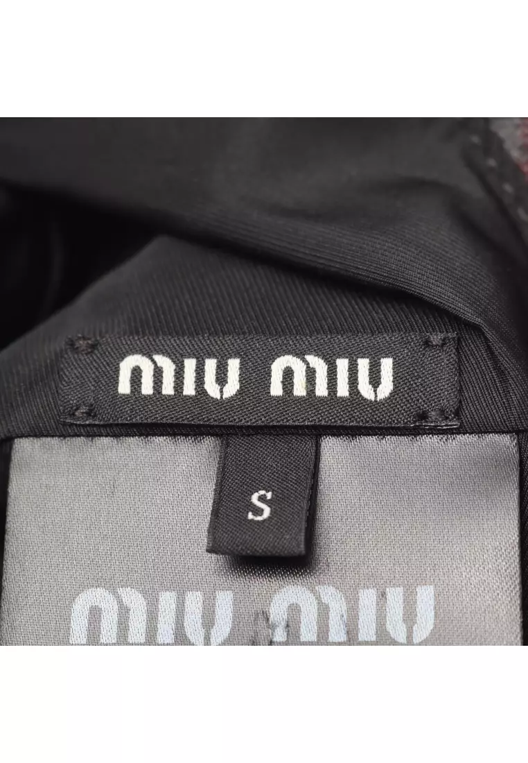 Pre-Loved MIU MIU logo embroidery check bucket hat wool gray multicolor