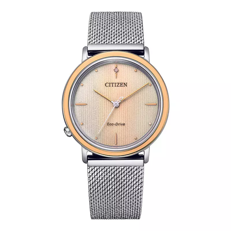 Jam Tangan Wanita Citizen L EM1006-40A Ambiluna Structural Color Dial Beige Knitted Strap + Extra Mesh Strap