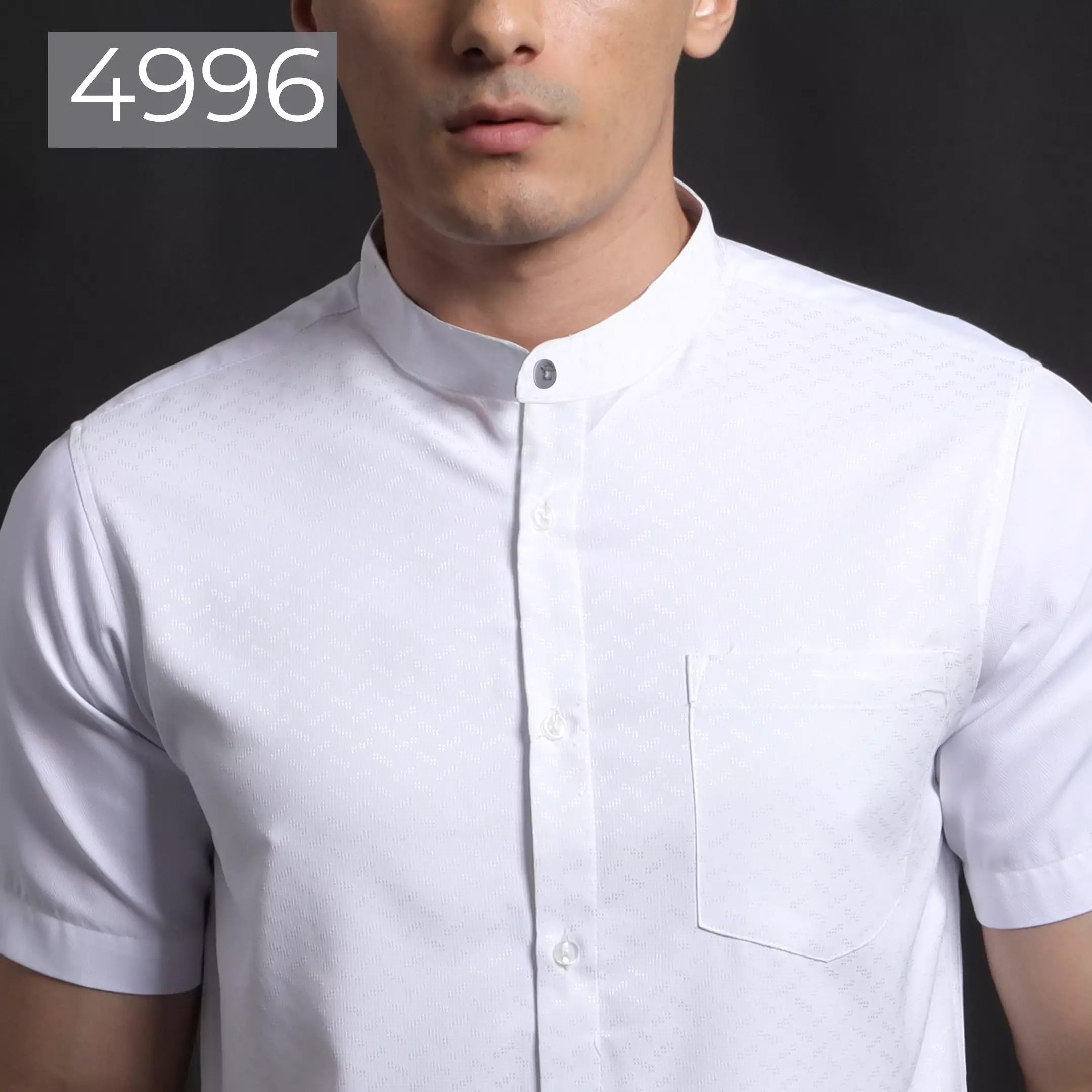 Casella Baju Koko Pria Lengan Pendek Putih Motif Elegan | Baju Koko Putih Lengan Pendek 4996 White