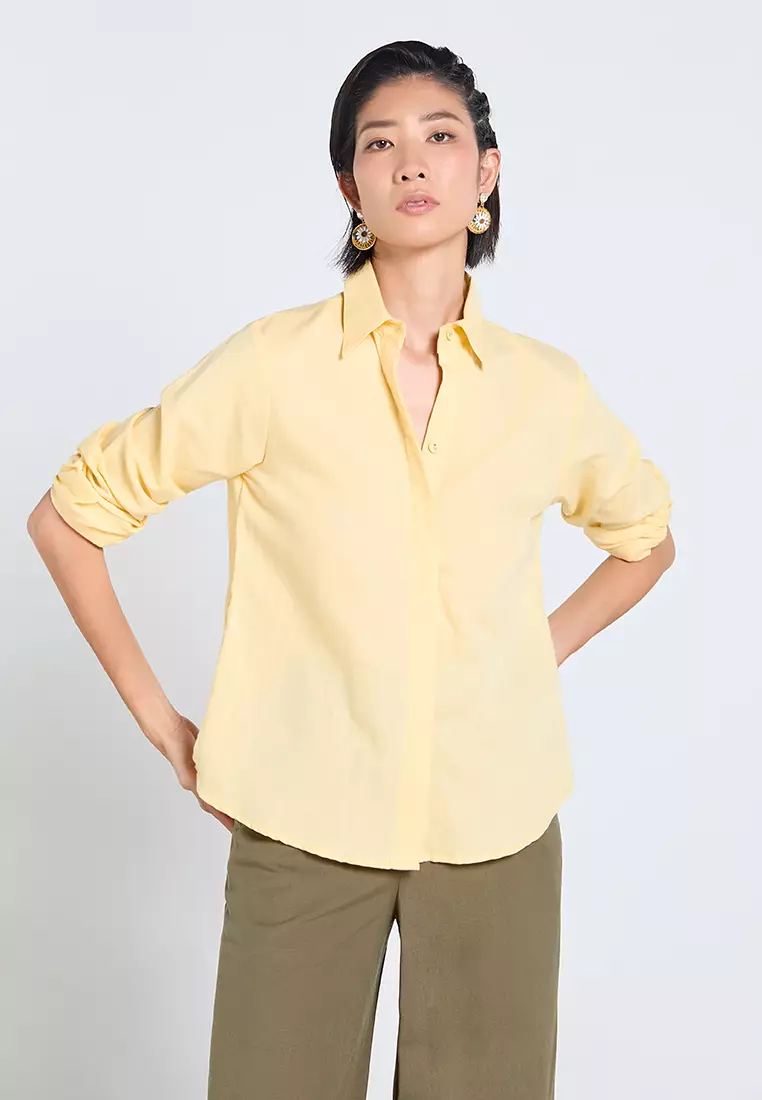 Basic Long-Sleeve Linen Shirt