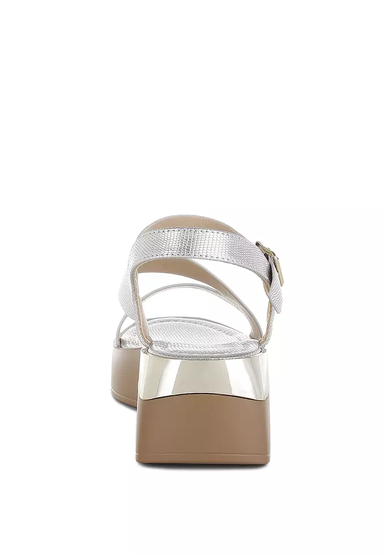 Chunky Flatform Sandals In Silver