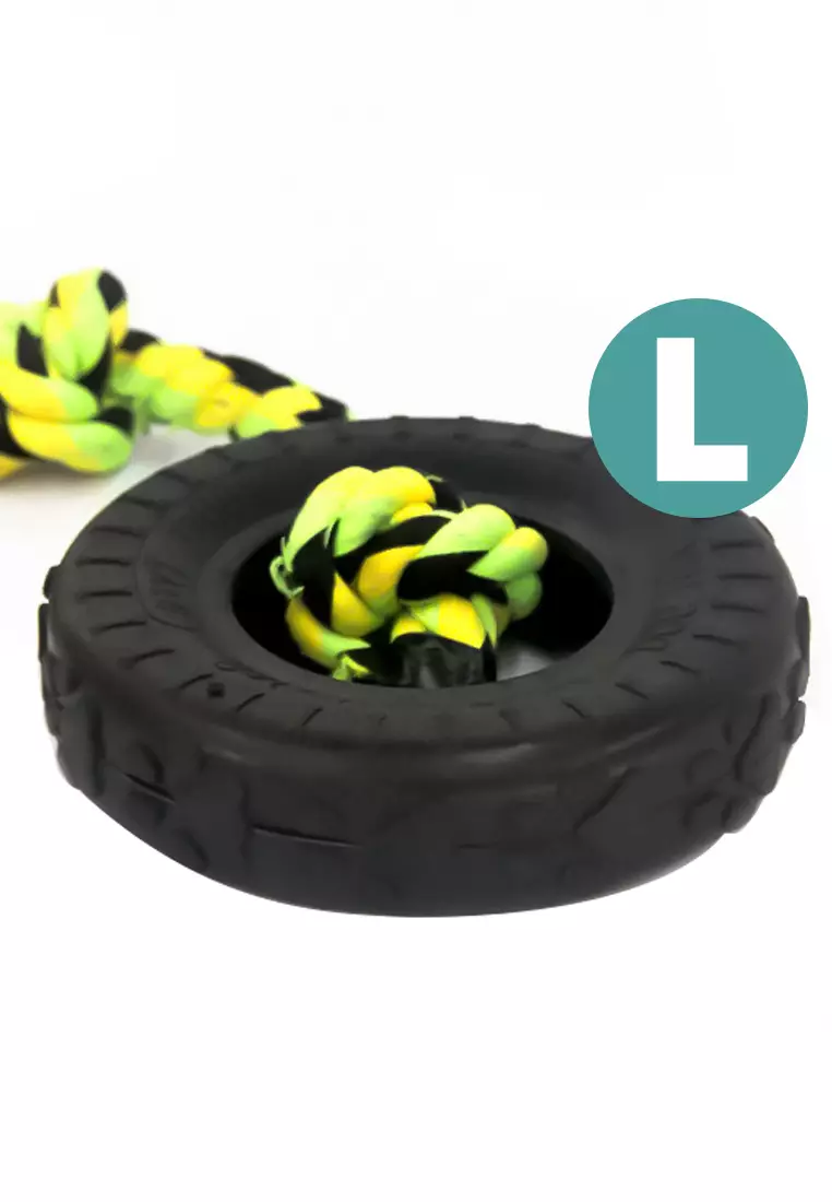 Buy BLADE Doggo Dog Toy Tough Tire Rubber with Rope Large Size