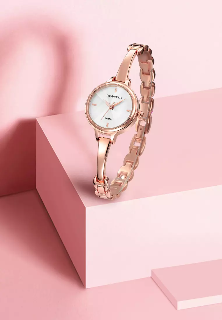 Jam Tangan Wanita fashion kasual kuarsa Tali stainless steel Anggun design