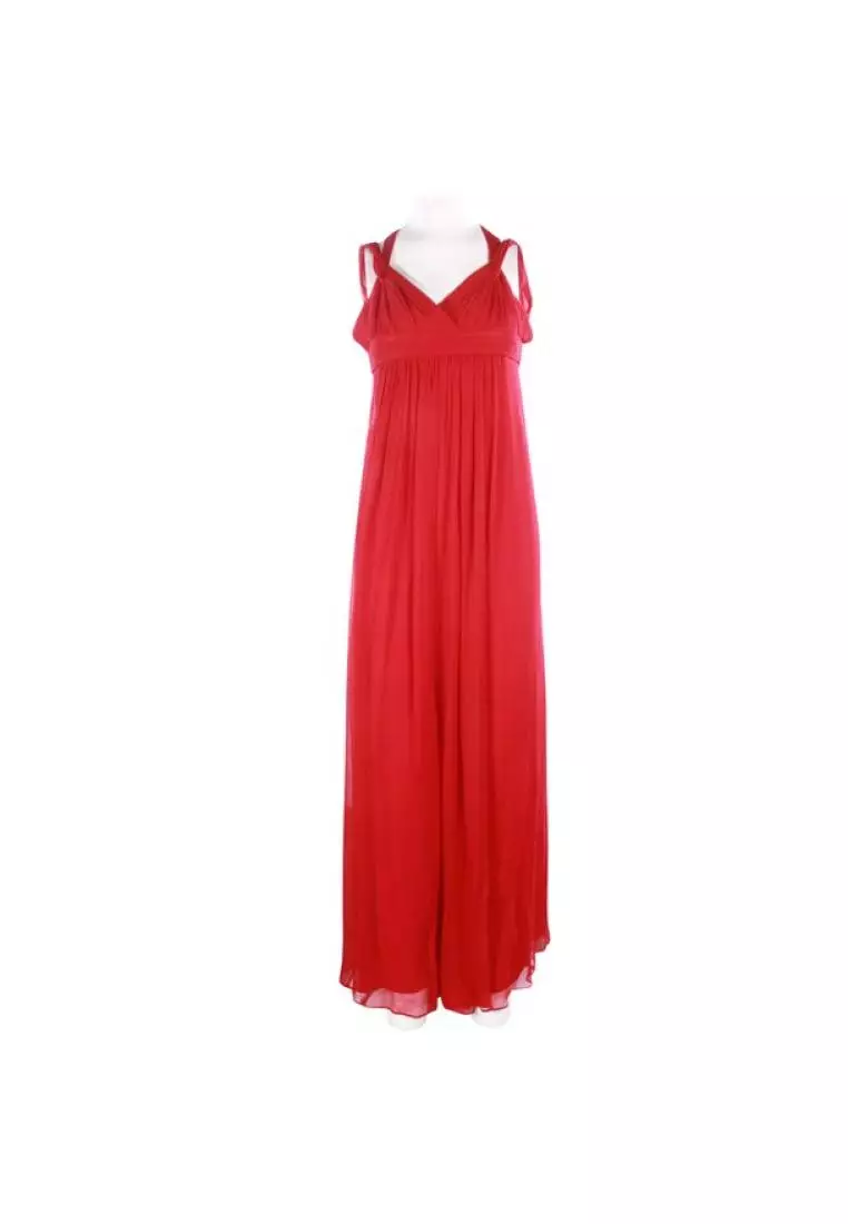 Red silk top maxi dress