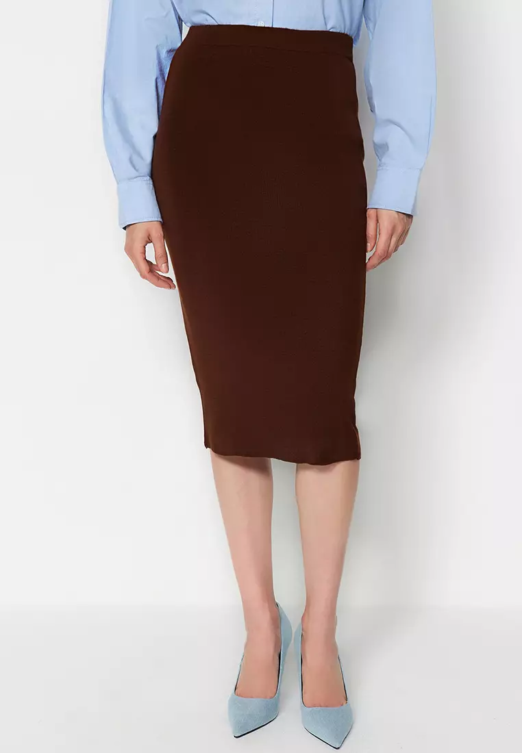 Brown pencil outlet skirt knee length