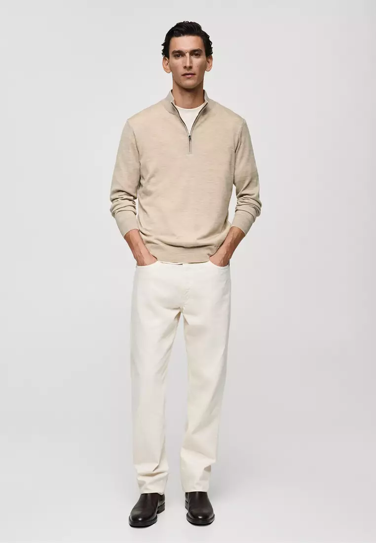 Perkins-Neck Sweater with Zip