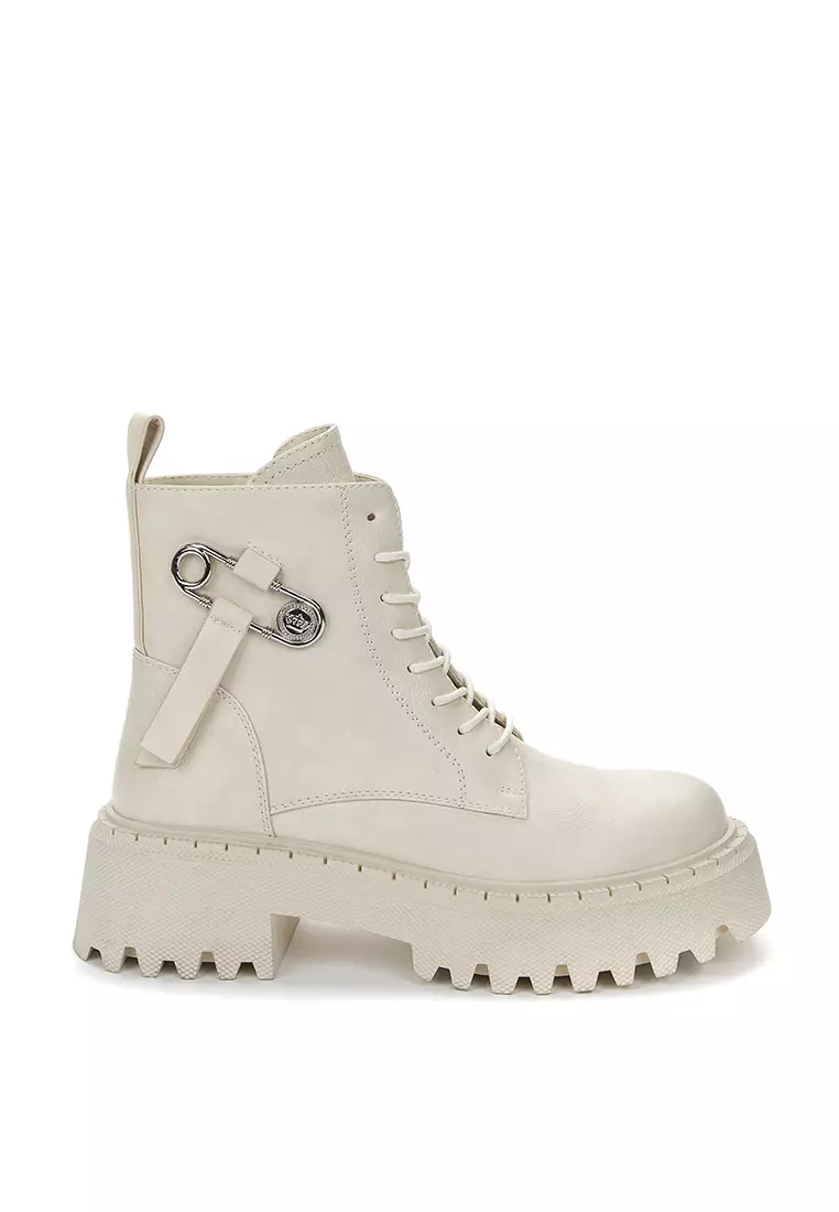 White ankle boots hotsell lace up