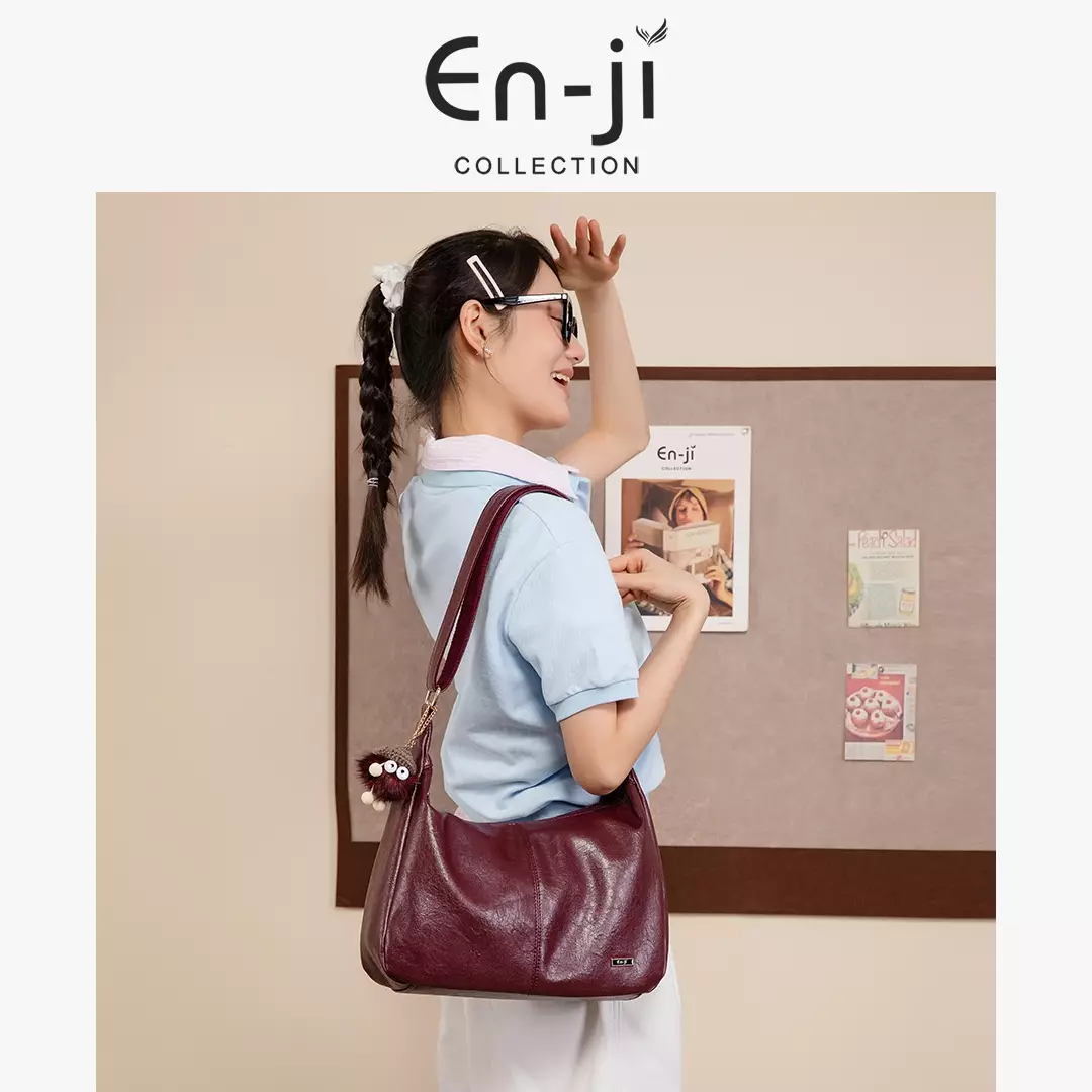 En-ji Meiko Shoulderbag Wanita Warna Nougat