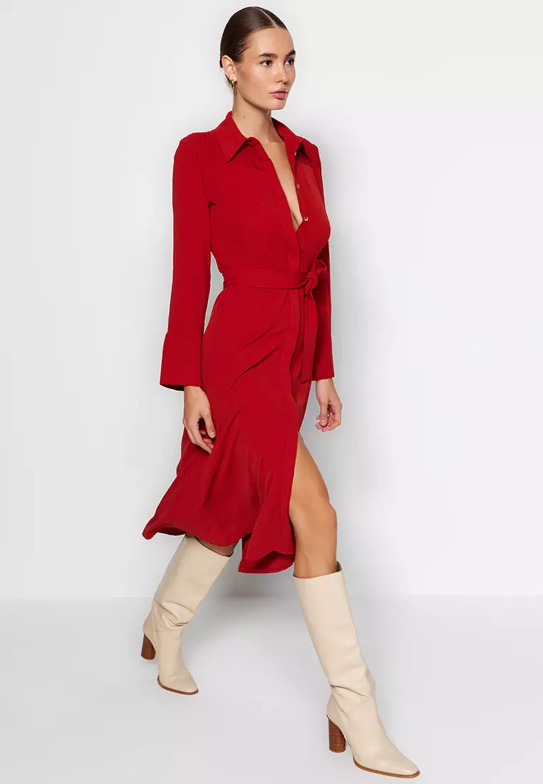 Collared Midi Shirt Dress