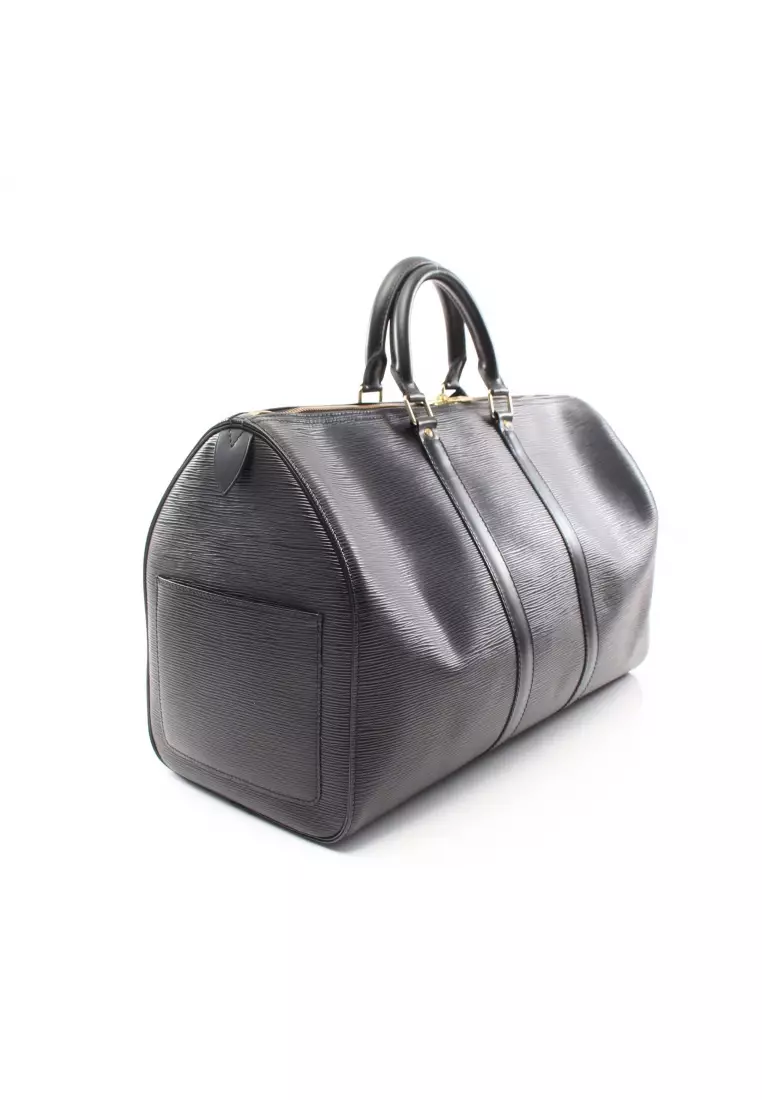 LOUIS VUITTON Keepall 45 Epi Leather Travel Bag Black