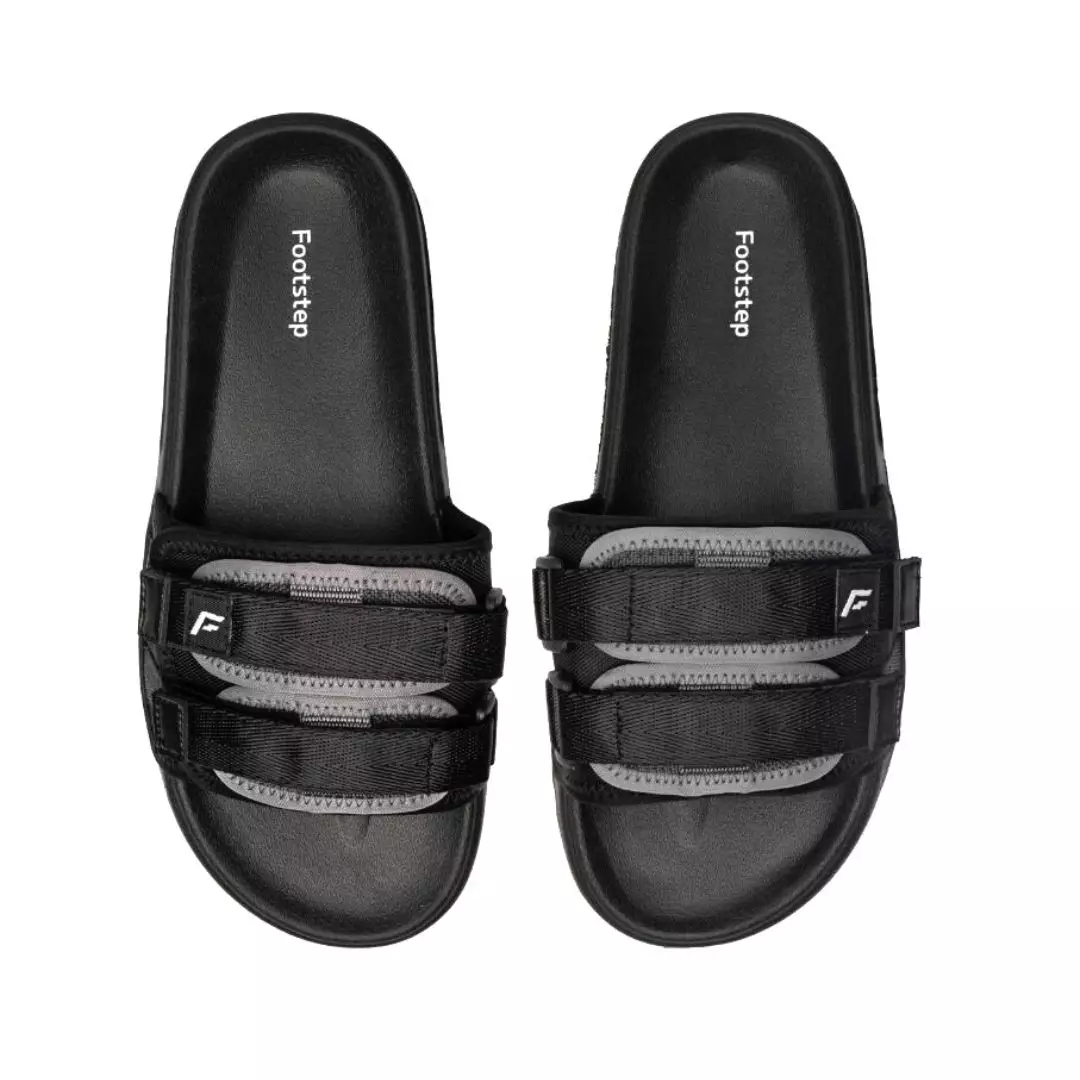 Footstep Footwear Sandal Pria Slide Maxi Black Grey Original Sandal