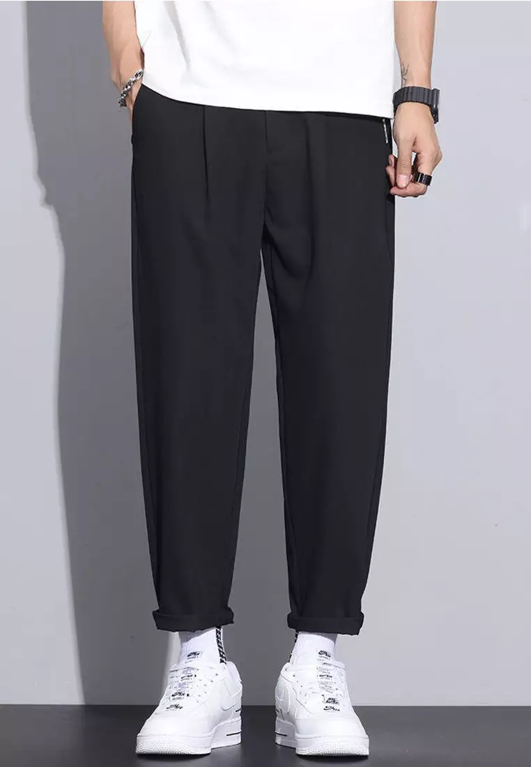 彈性腰圍修身西褲