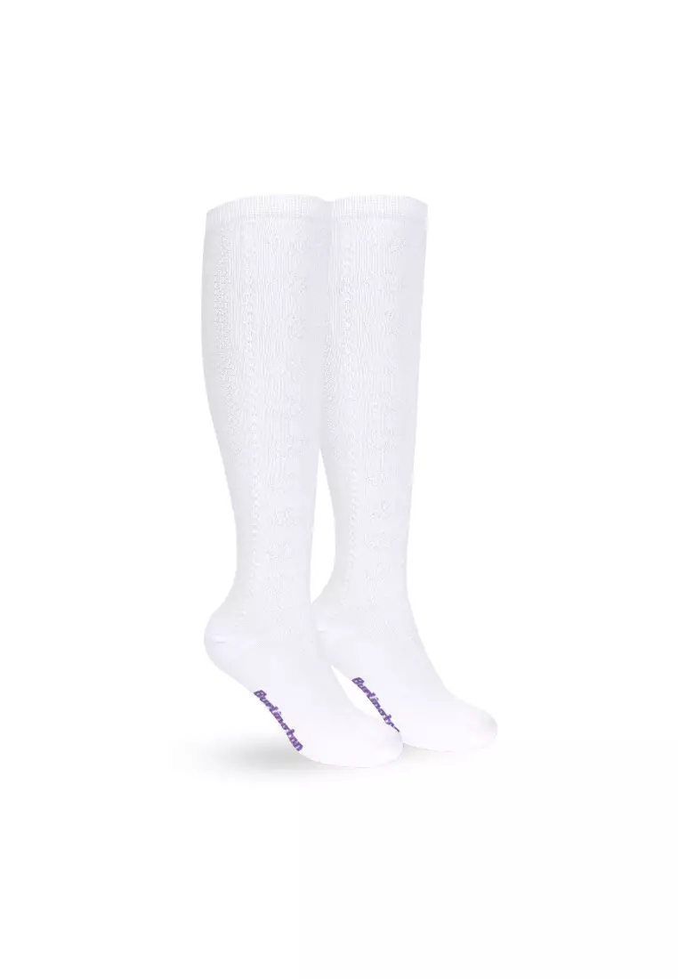 Girls’ Embossed Cotton Thin Casual Knee High Socks 3 pairs in 1 pack BGKHMG2
