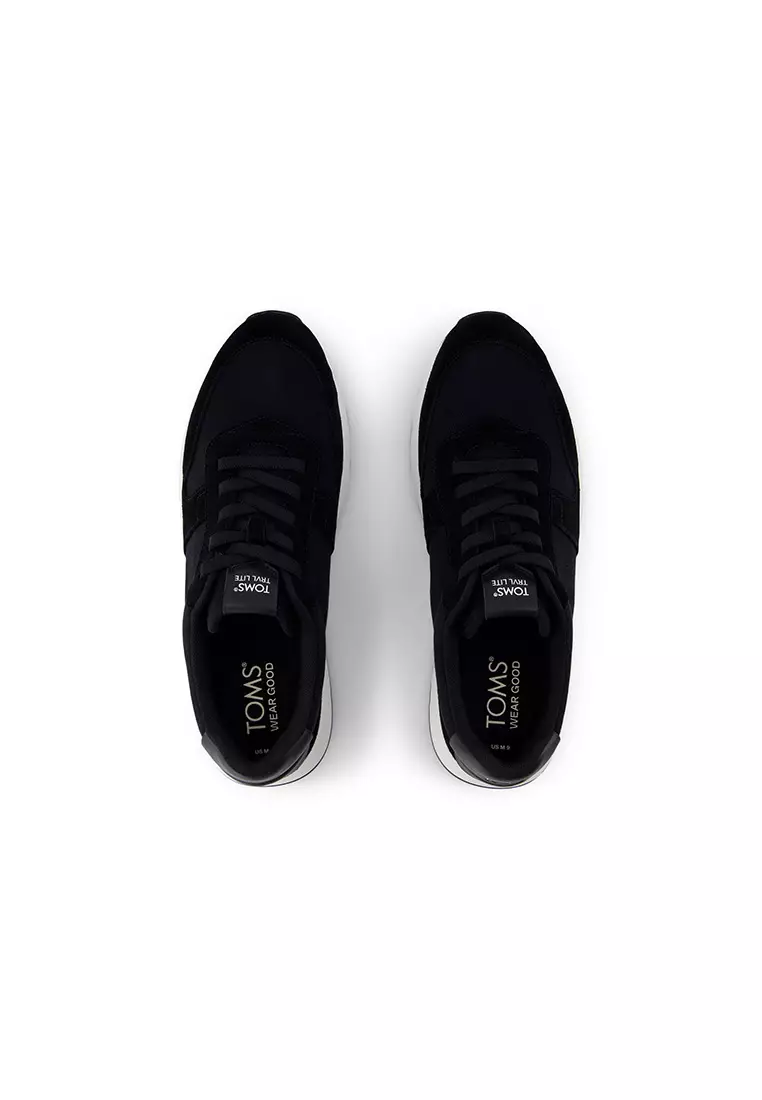 TOMS Men Travel Lite Retro Water Repellent Black Suede Sneakers