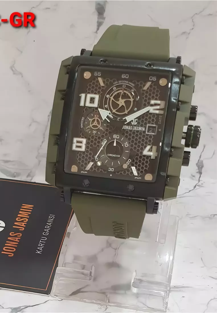 Jonas Jasmin - Jam Tangan Analog Pria - Green - Rubber Strap - JJ-5329M
